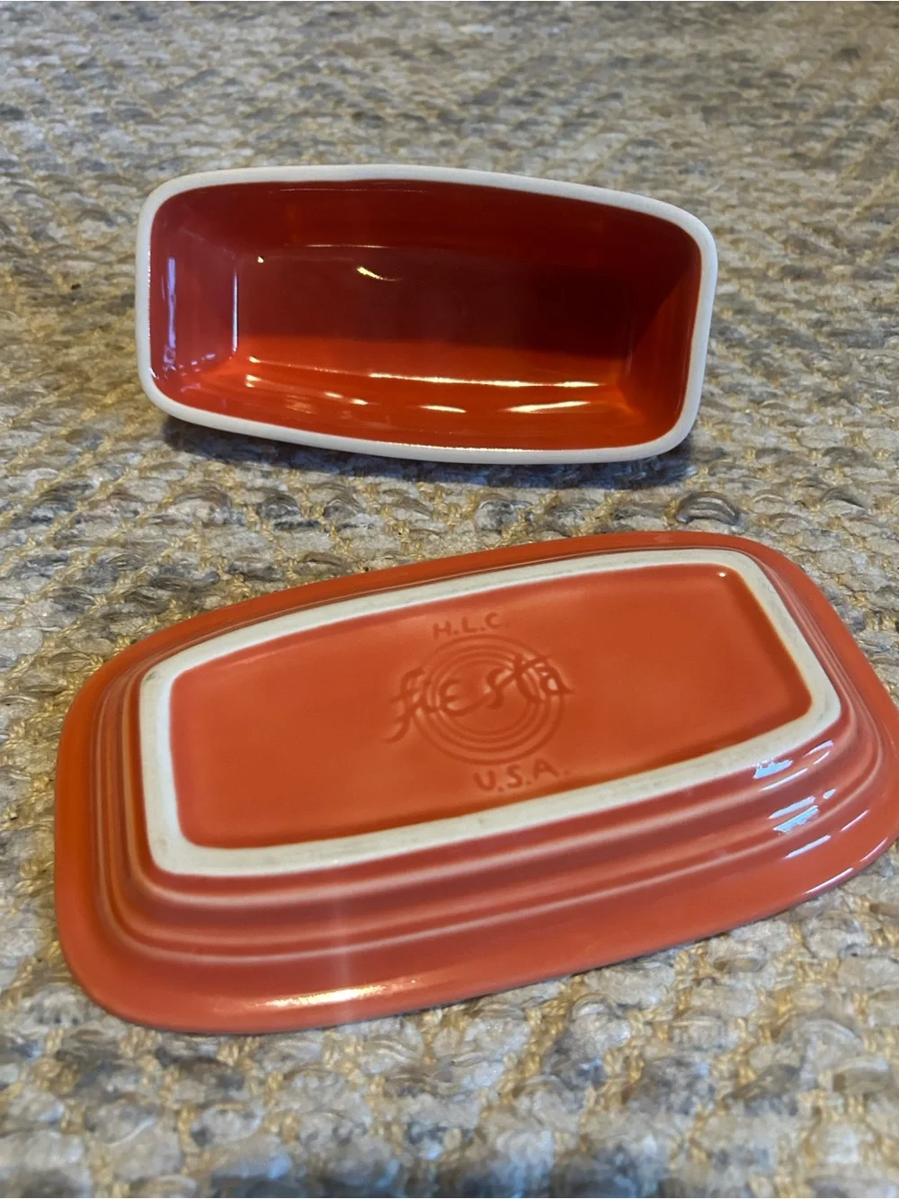 Fiesta burnt orange Ceramic Butter Dish with Lid